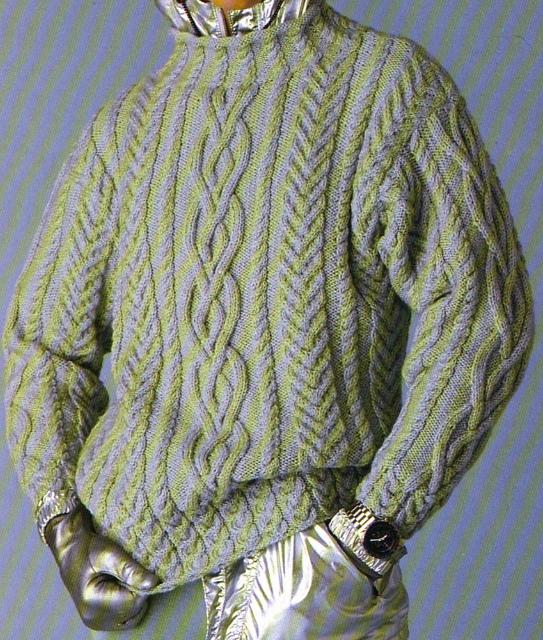 modele tricot gratuit pull irlandais homme